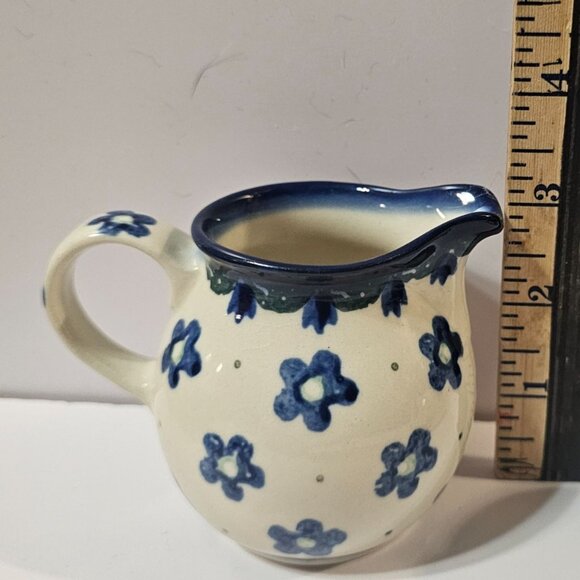 Polish Pottery Small Sugar and Creamer in Hard to Find Falling Daisies Pattern - Picture 13 of 13
